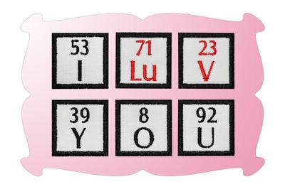 Periodic Table I LuV YOU Applique | Machine Embroidery Designs by JuJu