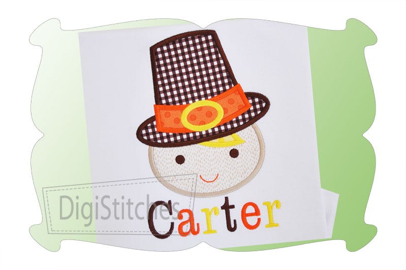 Pilgrim Boy Applique | Machine Embroidery Designs by JuJu