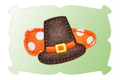 Pilgrim Hat Snap Clip Mini In The Hoop | Machine Embroidery Designs by JuJu