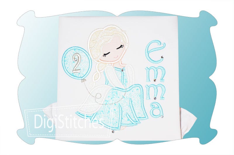 Pretty Princess 1 Birthday Applique | Machine Embroidery Designs by JuJu