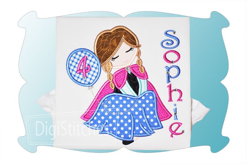 Pretty Princess 2 Birthday Applique | Machine Embroidery Designs by JuJu