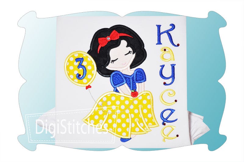 Pretty Princess 4 Birthday Applique | Machine Embroidery Designs by JuJu