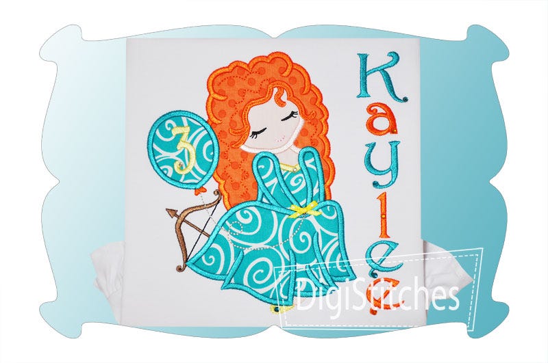 Pretty Princess 5 Birthday Applique | Machine Embroidery Designs by JuJu