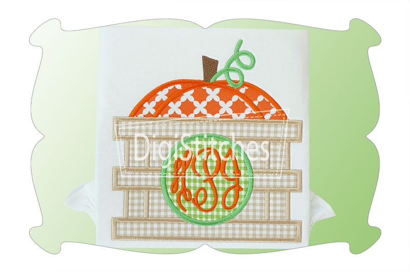 Pumpkin Crate Applique | Machine Embroidery Designs by JuJu