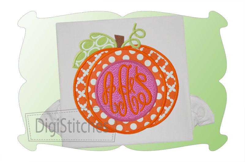 Pumpkin Monogram Applique | Machine Embroidery Designs by JuJu