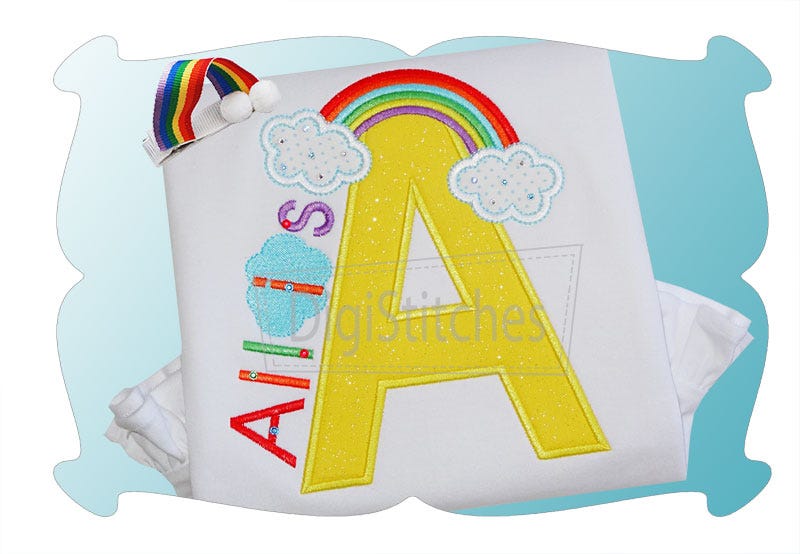 Rainbow Applique Alphabet | Machine Embroidery Designs by JuJu