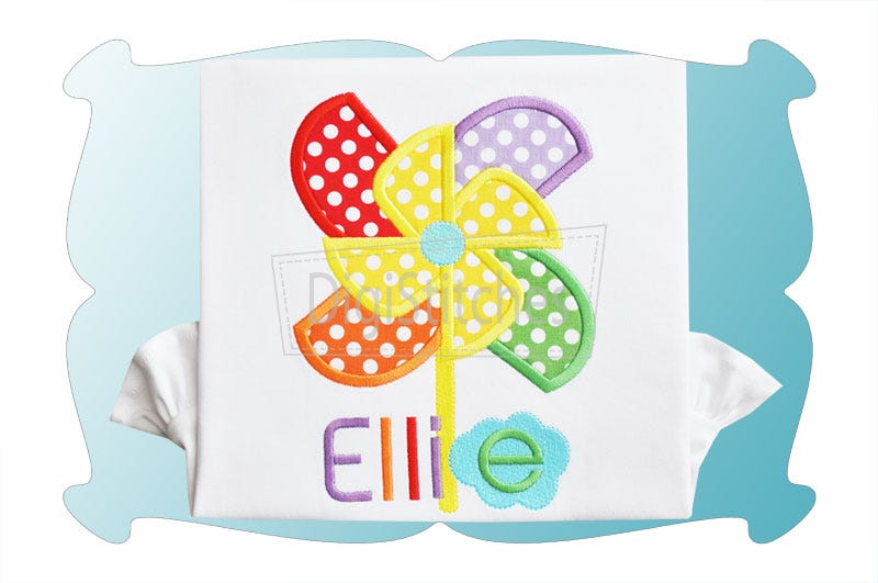 Rainbow Pinwheel Applique | Machine Embroidery Designs by JuJu