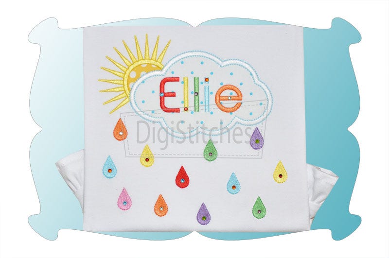 Rainbow Raindrops Applique | Machine Embroidery Designs by JuJu