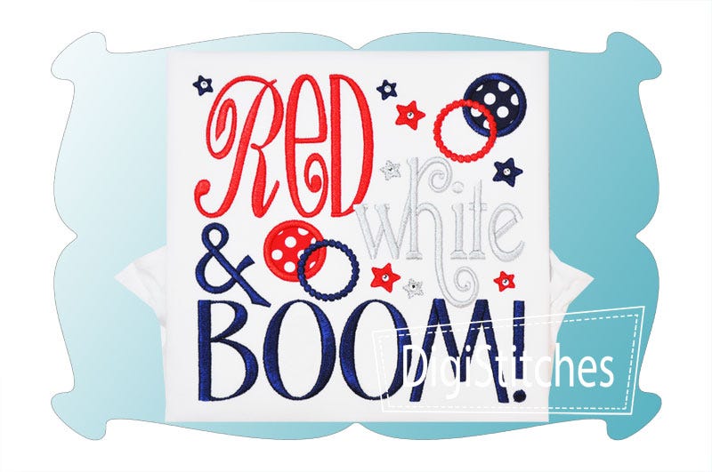 Red White and Boom Applique | Machine Embroidery Designs by JuJu