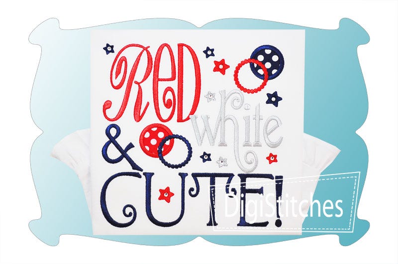 Red White and Cute Applique | Machine Embroidery Designs by JuJu