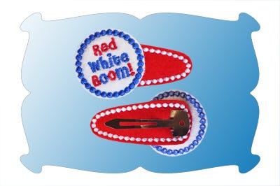 Red White Boom Snap Clip Mini | Machine Embroidery Designs by JuJu