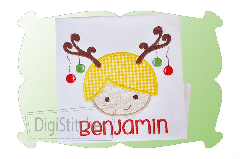 Reindeer Boy Applique | Machine Embroidery Designs by JuJu