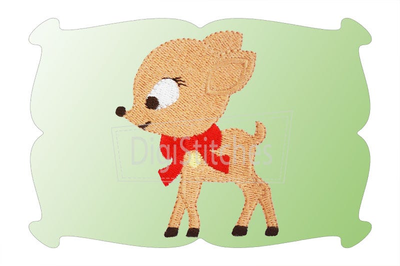 Reindeer With Bow Minis | Machine Embroidery Designs by JuJu