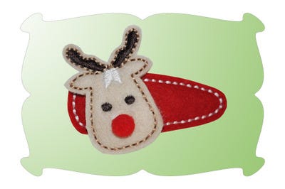 Rudolph Snap Clip Mini | Machine Embroidery Designs by JuJu