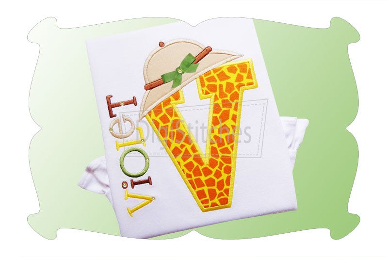 Safari Hat Applique Alphabet | Machine Embroidery Designs by JuJu