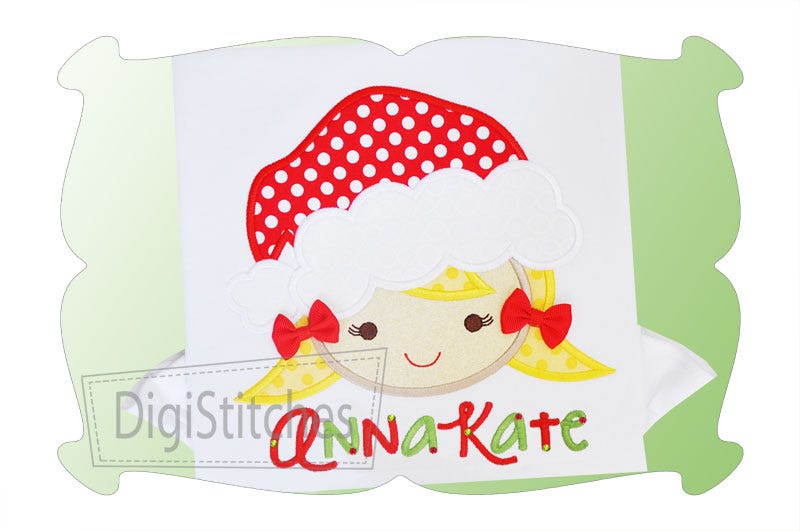 Santa Girl Applique | Machine Embroidery Designs by JuJu