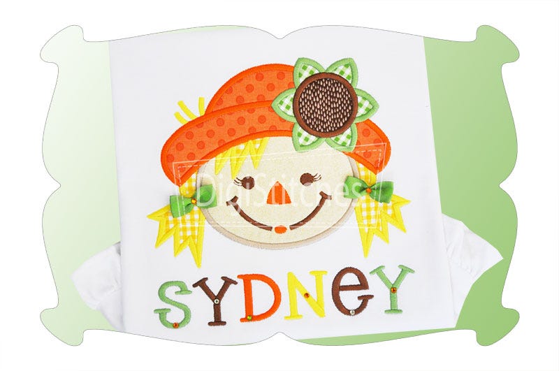 Scarecrow Girl Applique | Machine Embroidery Designs by JuJu