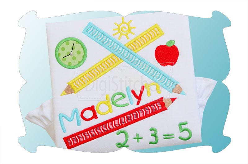 School Pencil Scribbles Applique | Machine Embroidery Designs by JuJu