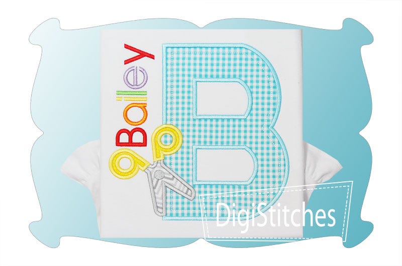 Scissors Applique Alphabet | Machine Embroidery Designs by JuJu