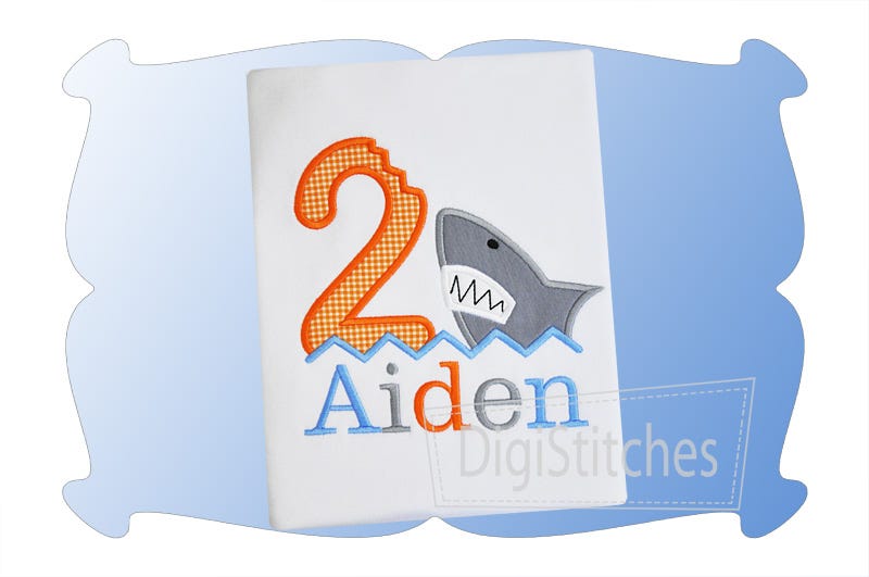 Shark Bite Birthday Numbers Applique | Machine Embroidery Designs by JuJu