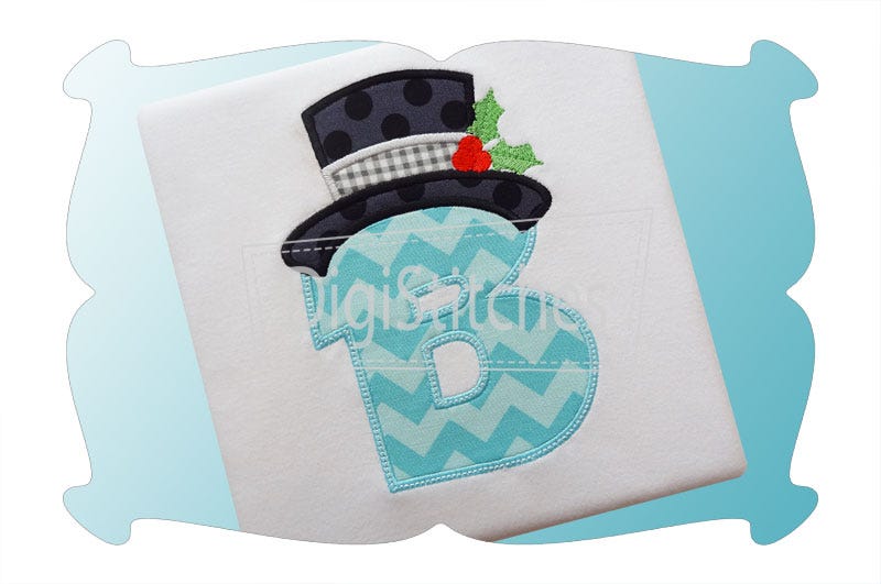 Snowman Hat Applique Alphabet | Machine Embroidery Designs by JuJu