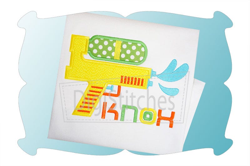 Squirt Gun Applique | Machine Embroidery Designs by JuJu