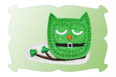St Patrick's Day Owl Snap Clip Mini | Machine Embroidery Designs by JuJu