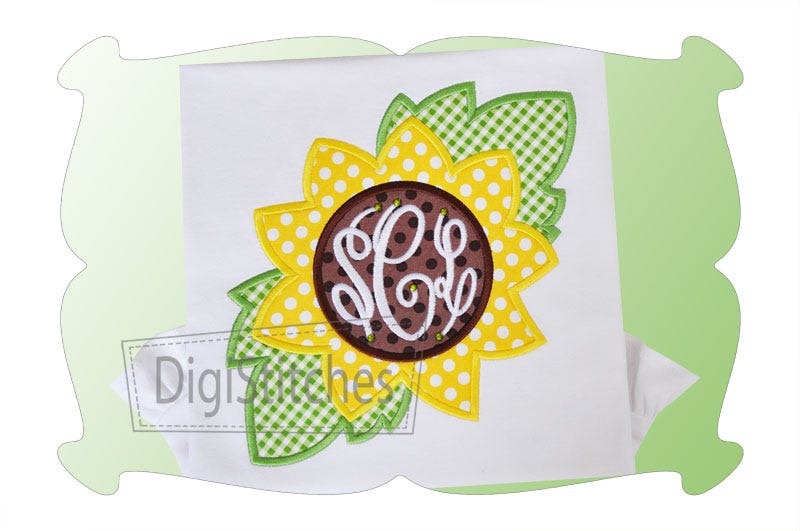 Sunflower Monogram Applique | Machine Embroidery Designs by JuJu