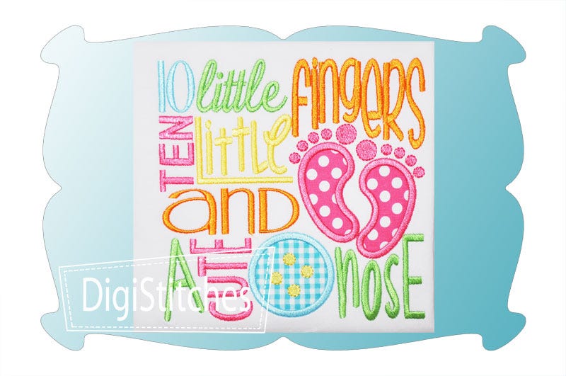Ten Little Fingers Ten Little Toes Applique | Machine Embroidery Designs by JuJu