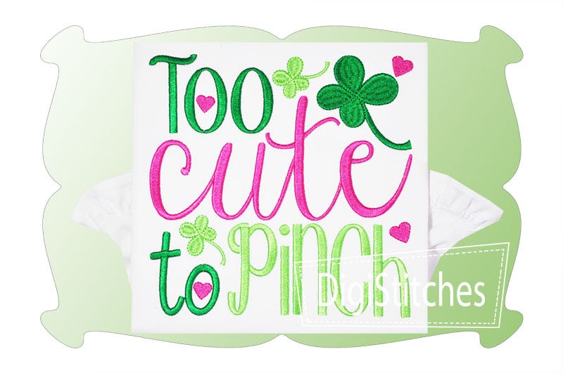 Too Cute To Pinch Girl | Machine Embroidery Designs by JuJu
