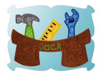 Tool Belt Applique | Machine Embroidery Designs by JuJu