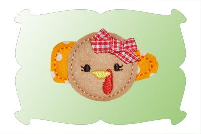 Turkey Snap Clip Mini In The Hoop | Machine Embroidery Designs by JuJu