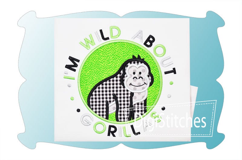 Wild About Gorillas Circle Patch Applique | Machine Embroidery Designs by JuJu