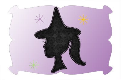 Witch Silhouette Applique | Machine Embroidery Designs by JuJu