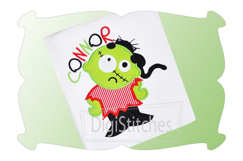 Zombie Kid Applique | Machine Embroidery Designs by JuJu