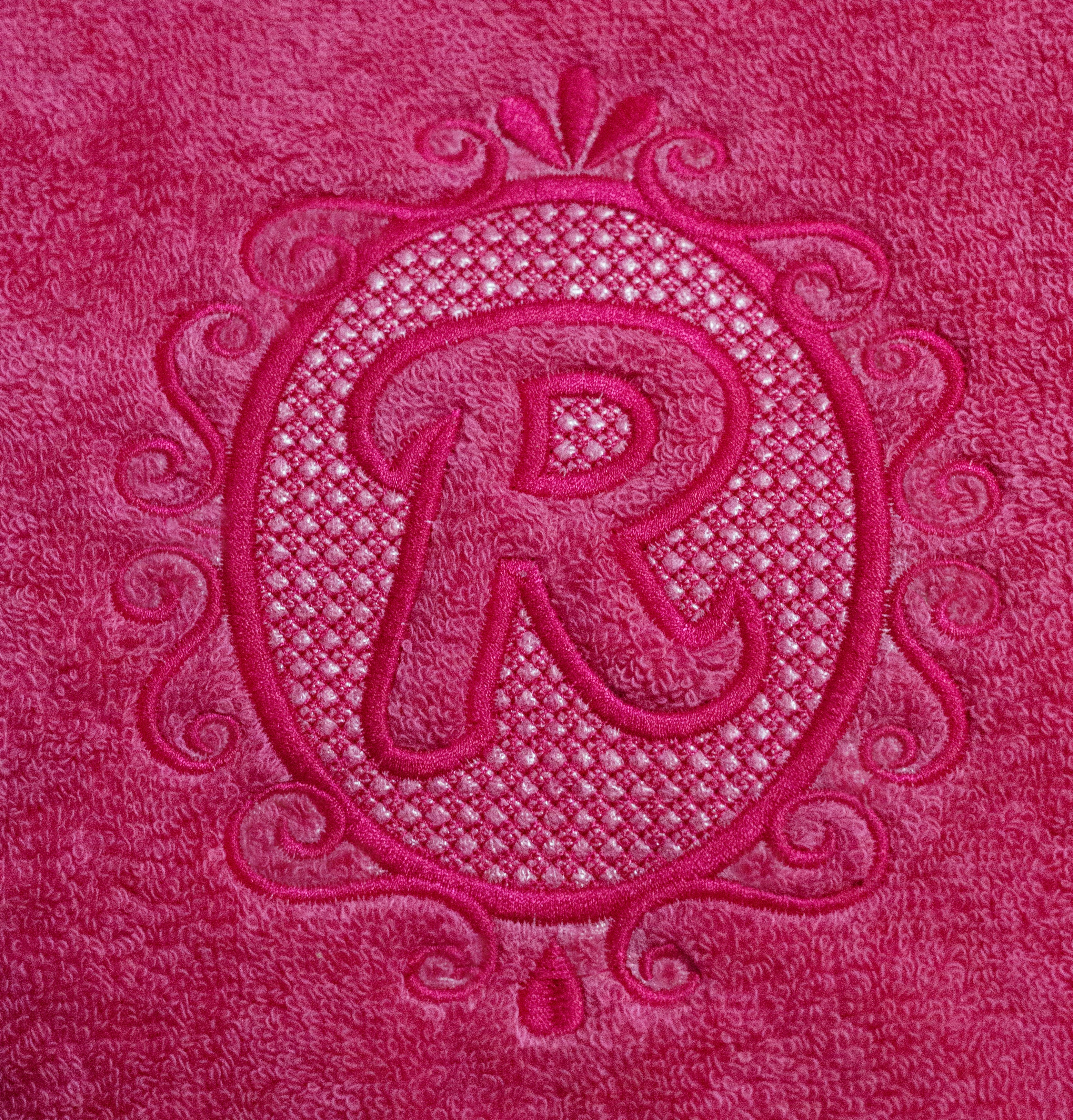 Elegant Oval Frame Embossed Monogram Alphabet Machine Embroidery Designs by JuJu