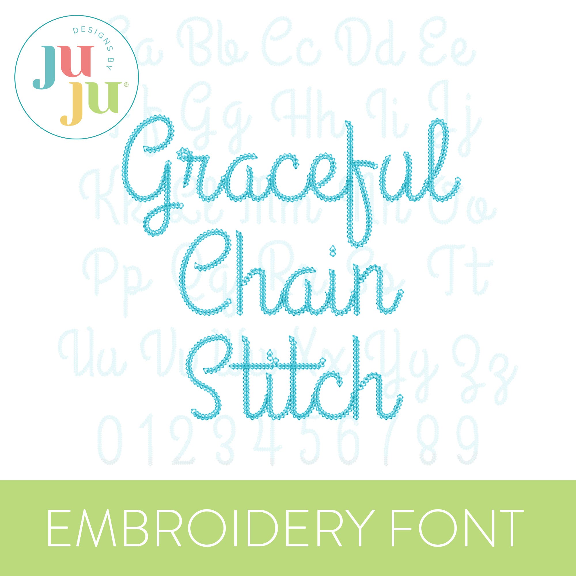 Graceful Chain Stitch Embroidery Font | Machine Embroidery Designs by JuJu