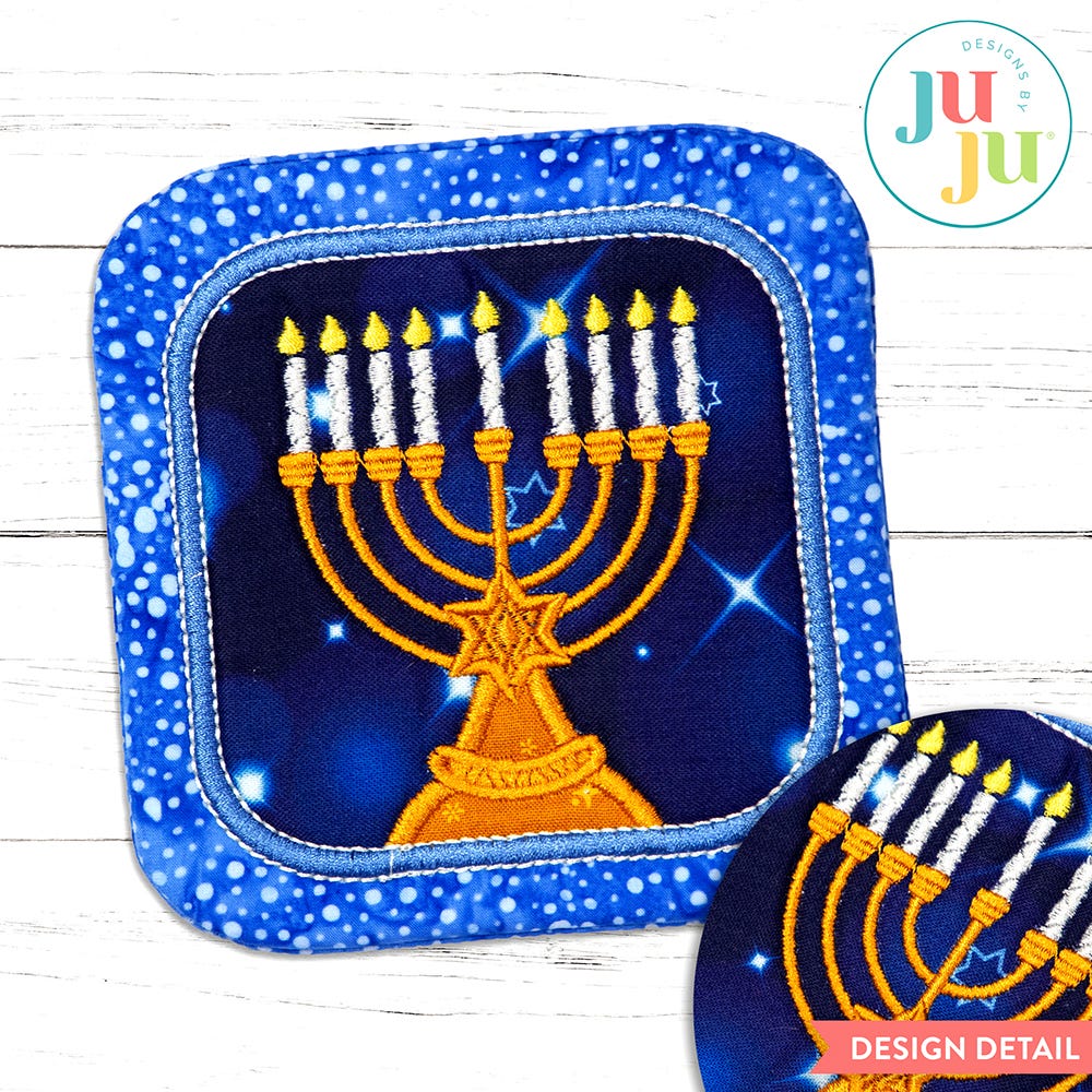 In The Hoop Hanukkah Coaster Project | Machine Embroidery Designs by JuJu
