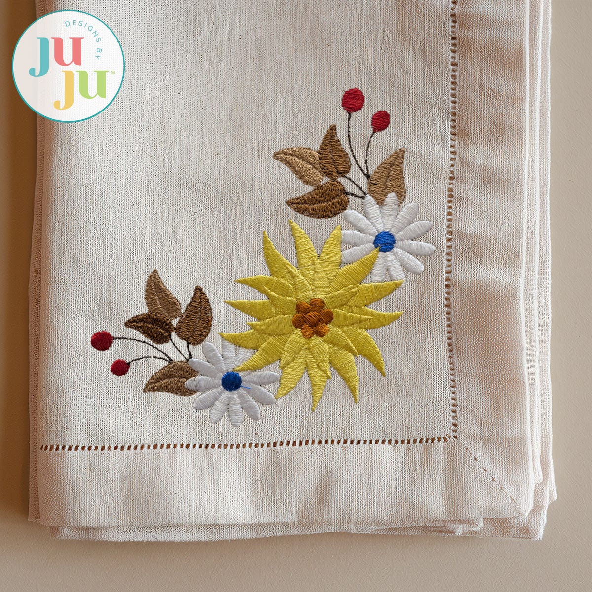 Pretty Flowers Corner Embroidery Design | Machine Embroidery Designs by JuJu