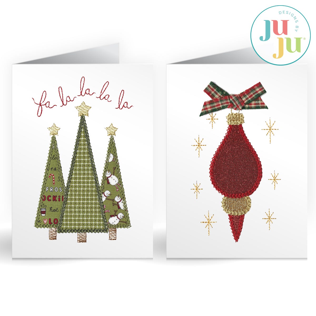 Christmas Applique Greeting Cards Embroidery Design Set 1 | Machine Embroidery Designs by JuJu