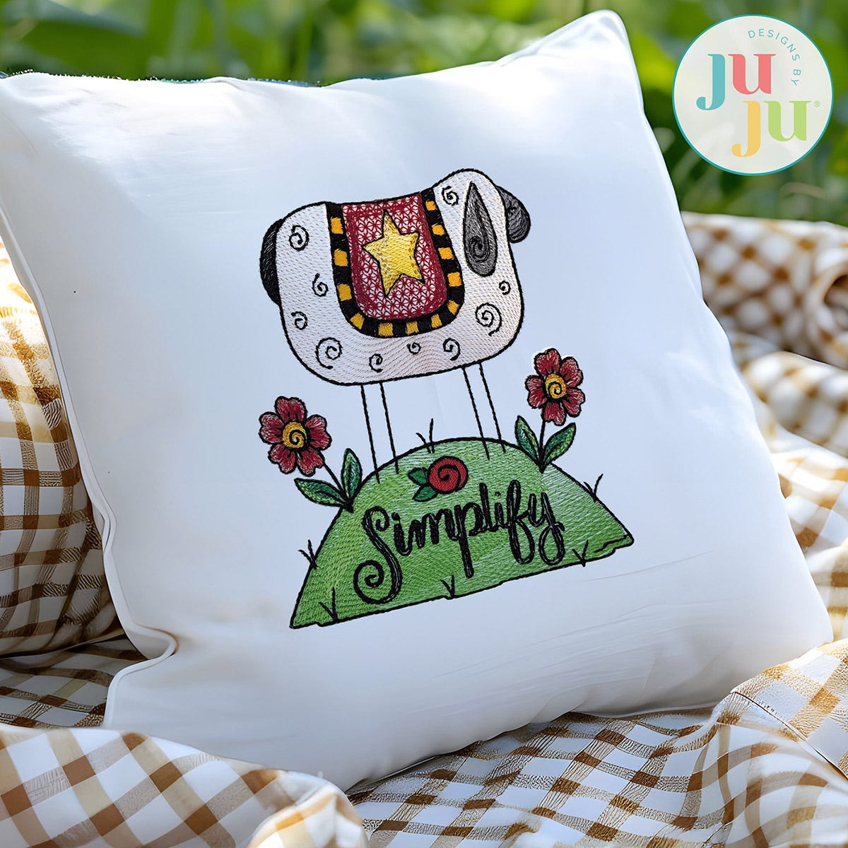 Sheep Simplify Word Art Embroidery Design | Machine Embroidery Designs by JuJu
