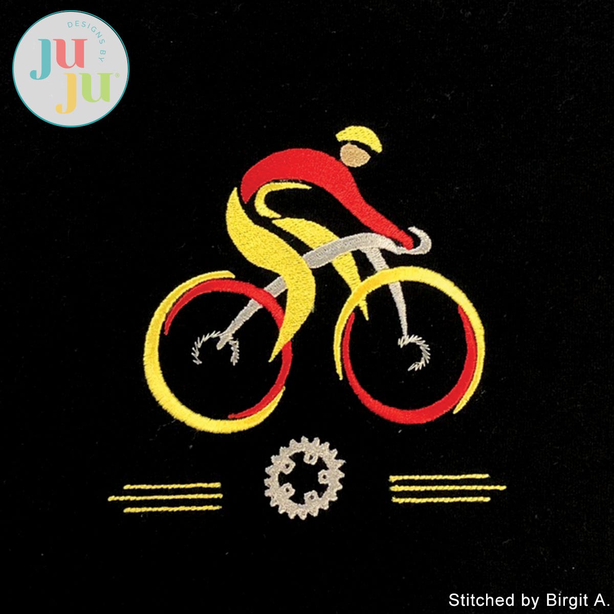 Biking Embroidery Design by Oma's Place | Machine Embroidery Designs by JuJu