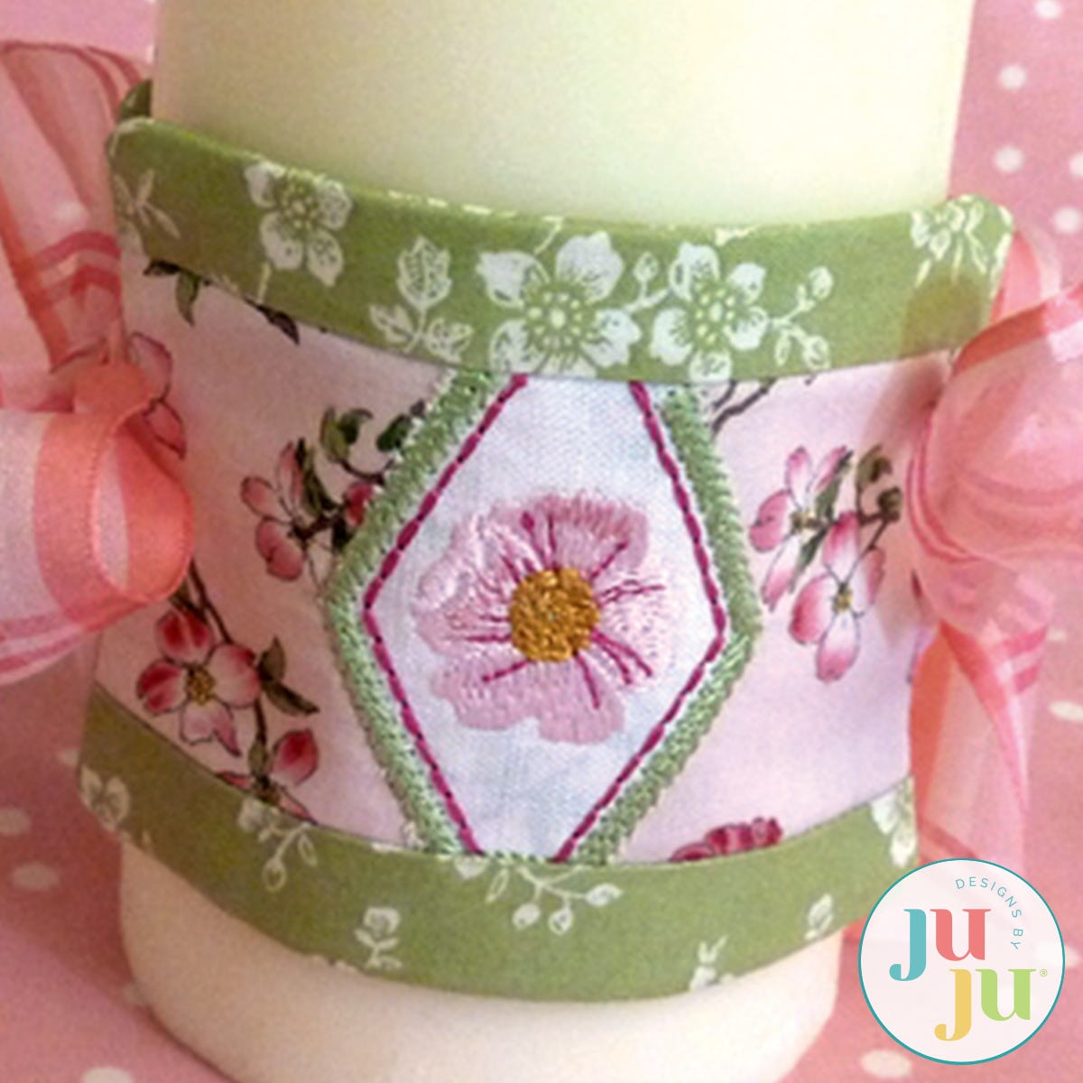 In The Hoop Dogwood Candle Wrap Project by Oma's Place | Machine Embroidery Designs by JuJu