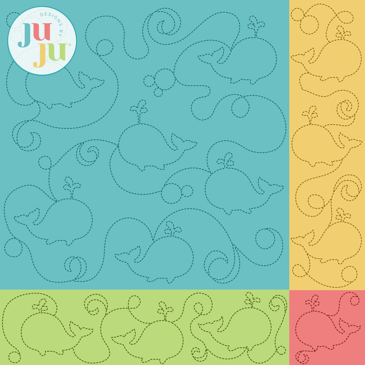 Whales Quilting Backdrops Design | Machine Embroidery Designs by JuJu