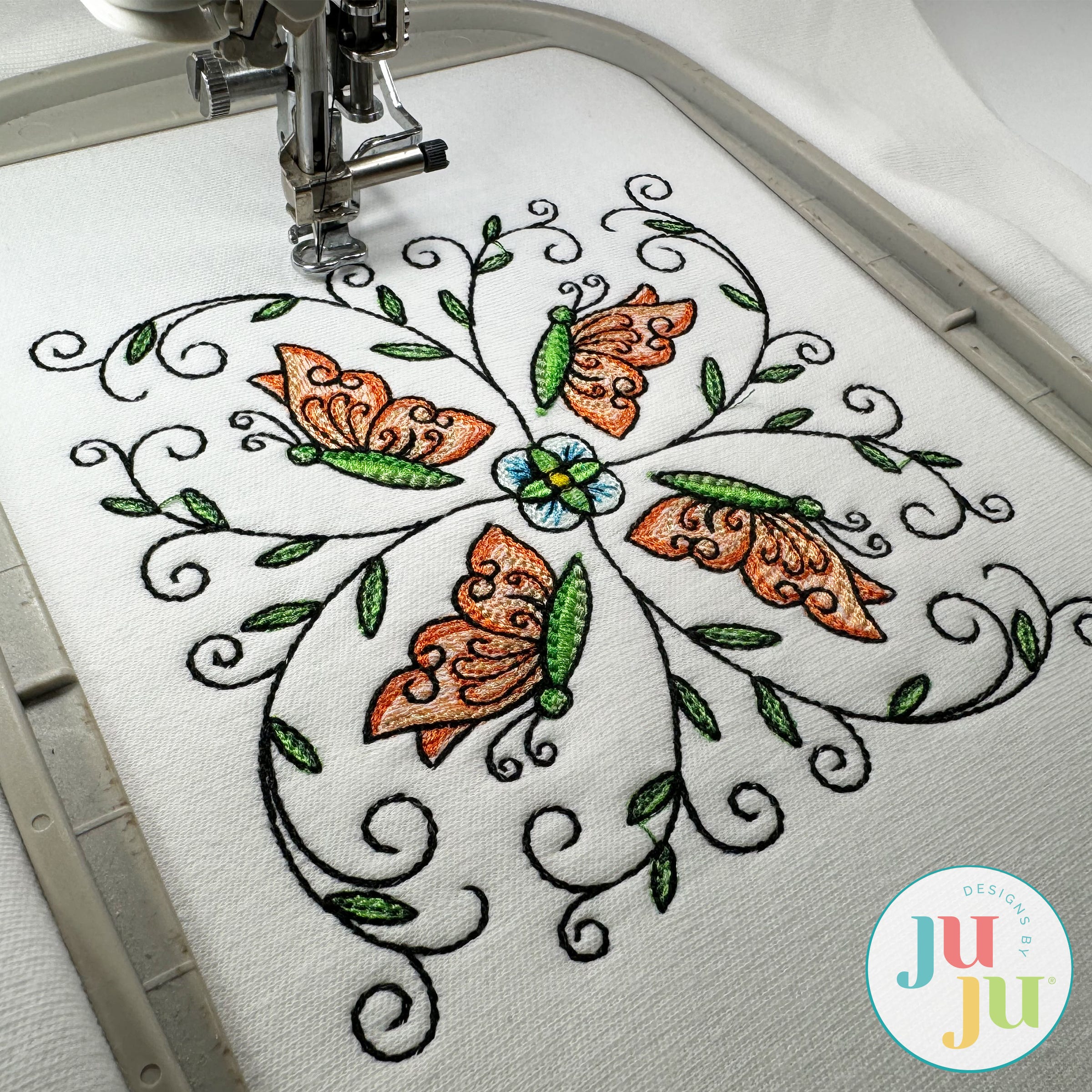                                 Butterfly Mandalas Embroidery Set 1| Machine Embroidery Designs by JuJu
                            