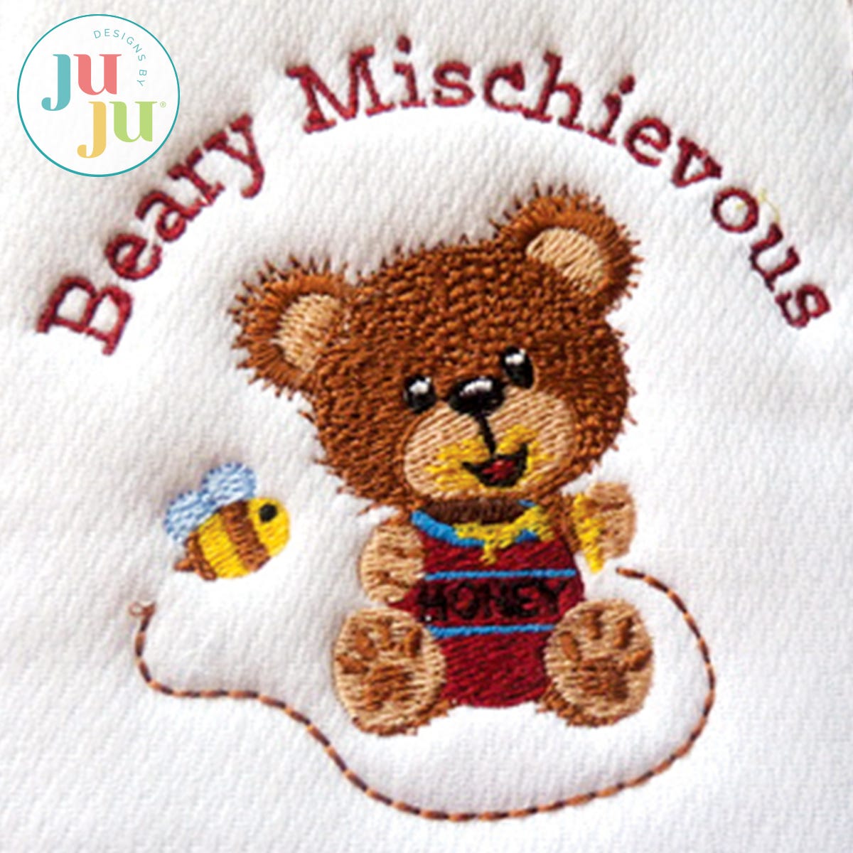 Beary Mischievous Embroidery Design by Oma's Place | Machine Embroidery Designs by JuJu