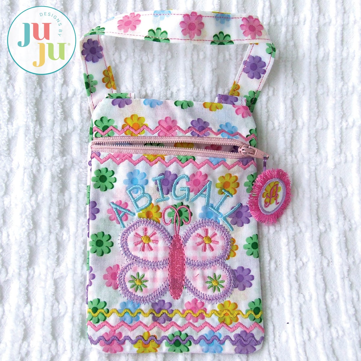 In The Hoop Butterfly Zippered Purse Project by Oma's Place | Machine Embroidery Designs by JuJu