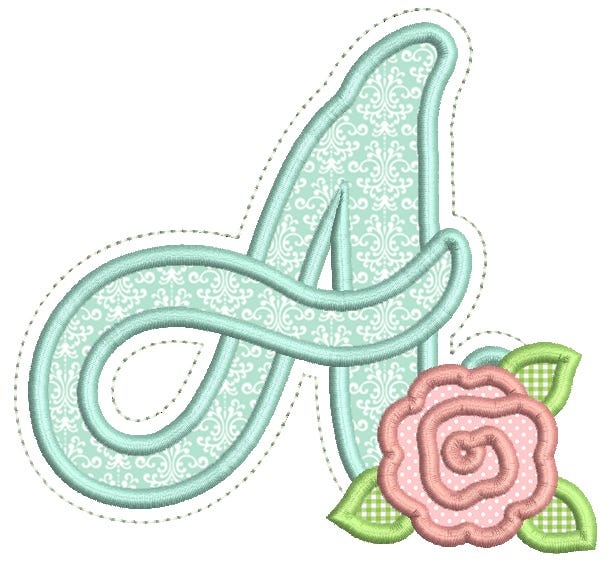 Flirty Flower Applique Alphabet Machine Embroidery Designs By JuJu