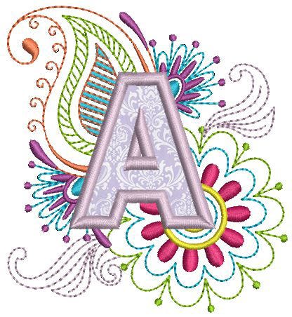 Mehndi Background Applique Monogram Machine Embroidery Designs by JuJu