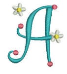 Dots n' Daisies alphabet Machine Embroidery Designs by JuJu